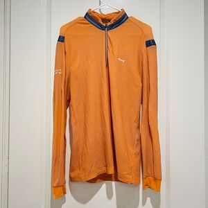Louis Castel Men's Orange Golf 1/4 Zip Logo Long Sleeve Pullover top lightweight